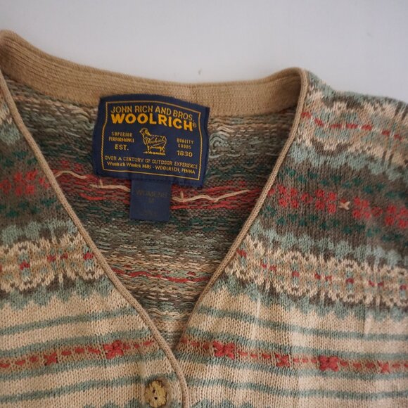 Vintage Woolrich Fair Isle Knit Sweater Vest Cabincore Cottagecore M - Picture 8 of 8